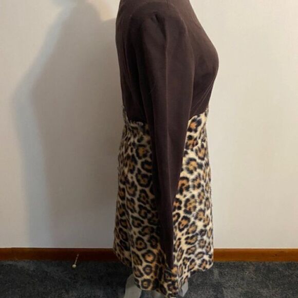 Symphony Vintage 60-70 Brown and Cheetah print dress, size 16 - Picture 2 of 5